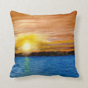 Door County Fish Creek Brilliant Evening Sunset Throw Pillow