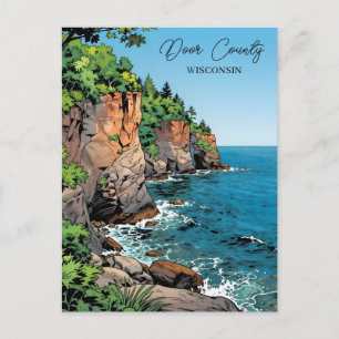 Door County Illustration with Poem Postcard