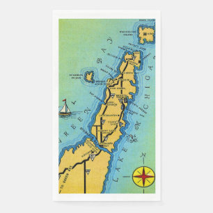 Door County Map Guest Towels Napkin