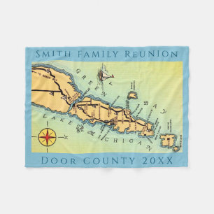 Door County Map Vacation Blanket
