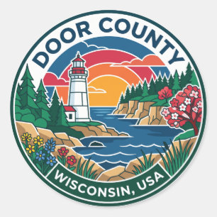 Door County USA Classic Round Sticker