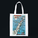 Door County WI Reusable Bag<br><div class="desc">Wonderfully colourful Door County Wisconsin postcard map repurposed! The image is on front and back but you can delete one side and customize the bag if you like.  These bags are strong and tough - very versatile!  Use for a gift - for groceries,  for books or beach!</div>