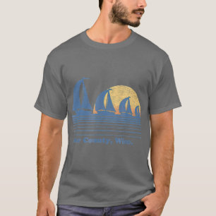 Door County WI Sailboat T Vintage 80s Sunset T-Shirt
