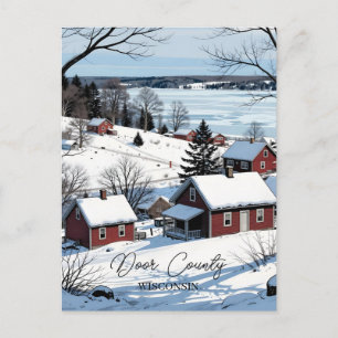 Door County Wisconsin Illustration and Winter Poem Postcard