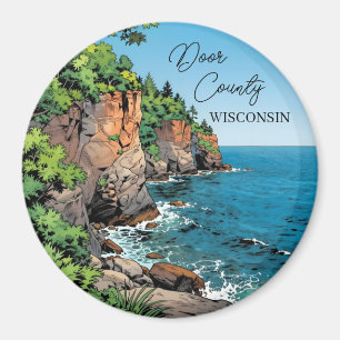 Door County, Wisconsin Illustration Lake Michigan Magnet
