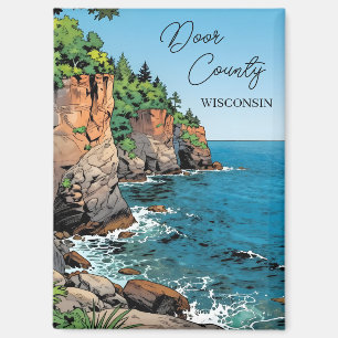 Door County, Wisconsin Illustration Lake Michigan Magnet