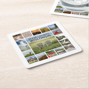 Door County Wisconsin  Square Paper Coaster