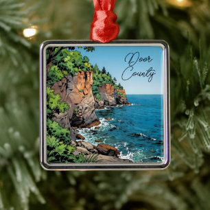 Door County, Wisconsin Travel Souvenir Keepsake Metal Ornament