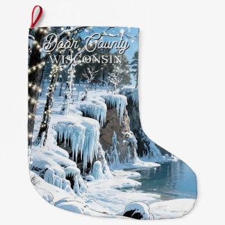 Door County  Wisconsin Winter Christmas  Large Christmas Stocking