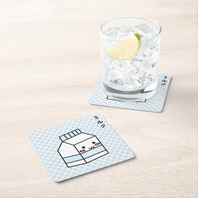 Door cups miruku milk box square paper coaster (Insitu)