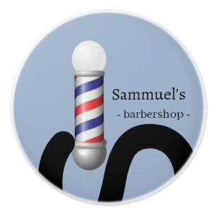 Door Knob Blue & Black Barbershop 
