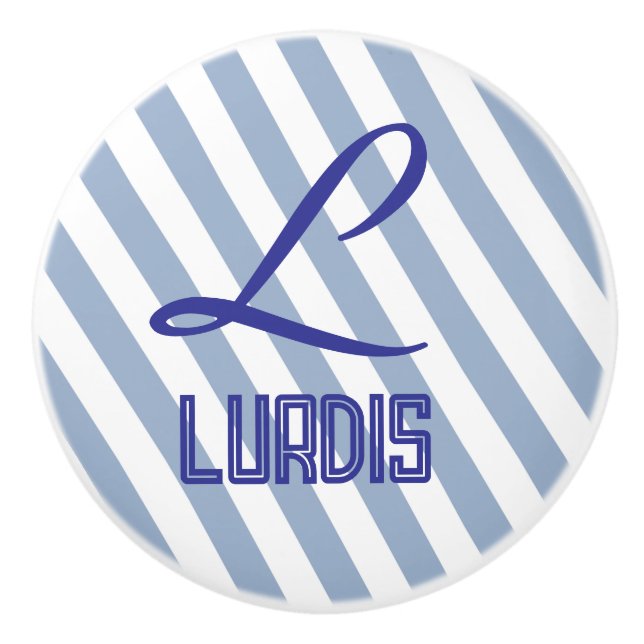 Door Knob Blue & White Stripe (Front)