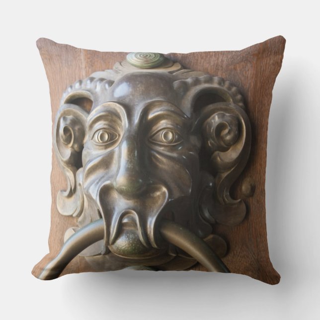 Door knocker at the Neue Residenz Throw Pillow (Front)