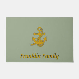 Door Mat - Golden Anchor with Name
