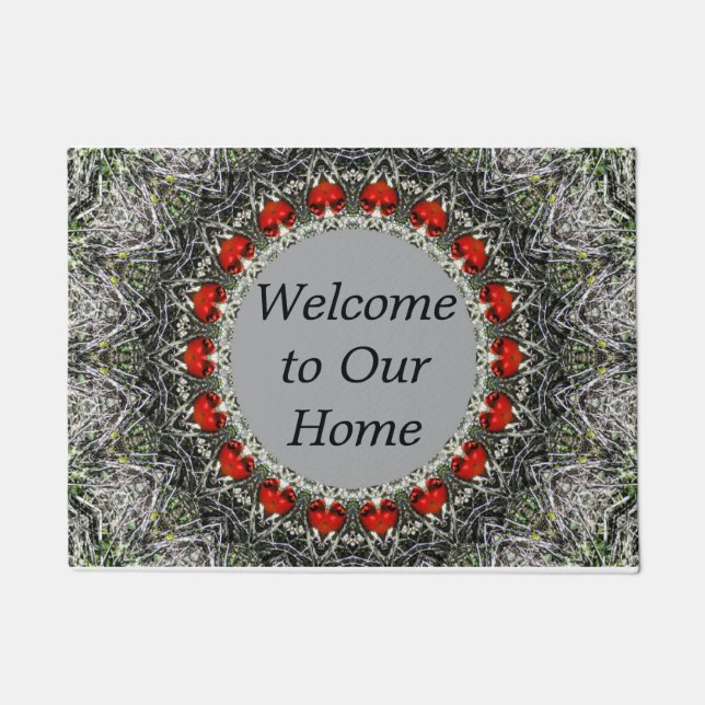 Door Mat in Red and Grey Mandala Look (Front)
