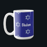 Door Mat to Say Shalom Coffee Mug<br><div class="desc">Mug which welcomes friends with a Shalom! Stars of David too. Use Zazzle filters to change hues if wish. Personalize with family name too.</div>