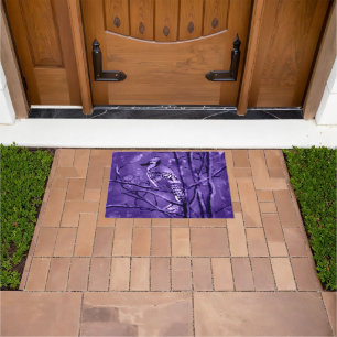 Door Mat with Blue Jay Abstract Art Design