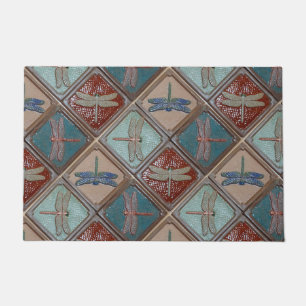 Door Mat With Dragonfly Tiles
