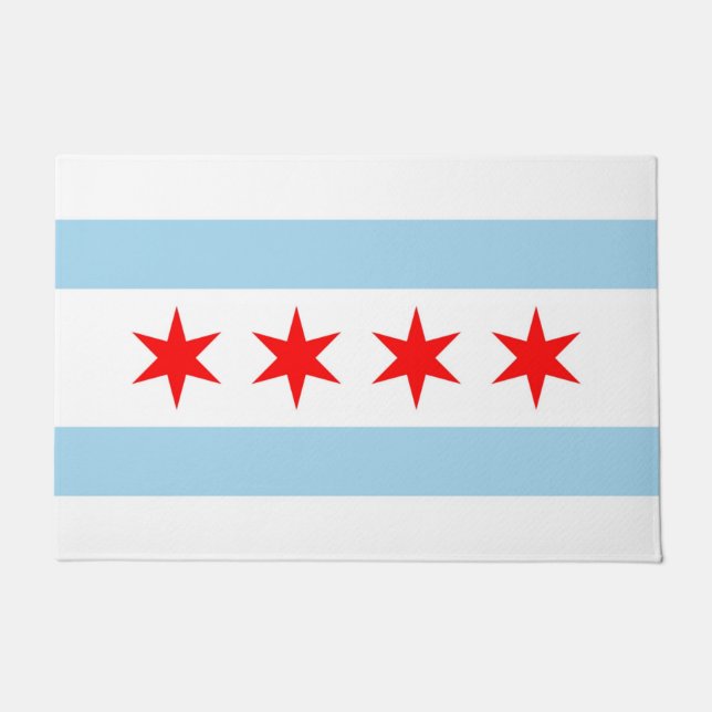Door Mat with Flag of  Chicago, Illinois (Front)
