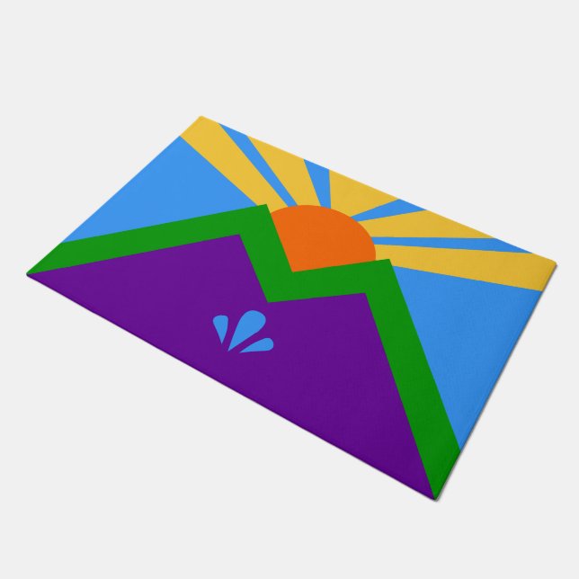 Door Mat with Flag of Manitou Springs, Colorado (Angled)