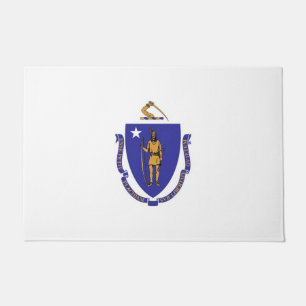 Door Mat with Flag of Massachusetts State, USA