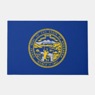 Door Mat with Flag of Nebraska State, USA