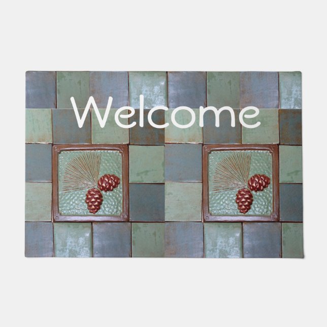 Door Mat with Pinecones and Tiles (Front)