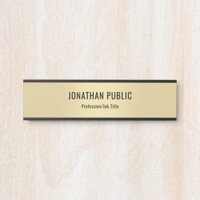 Door Sign Elegant Modern Black And Gold Template (Front)