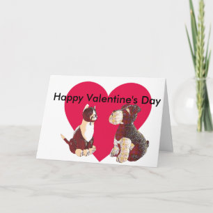 Door Stop Dog and Cat Editable Valentine's Card