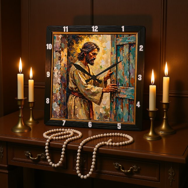 Door to Grace: A Timeless Call Square Wall Clock (Creator Uploaded)