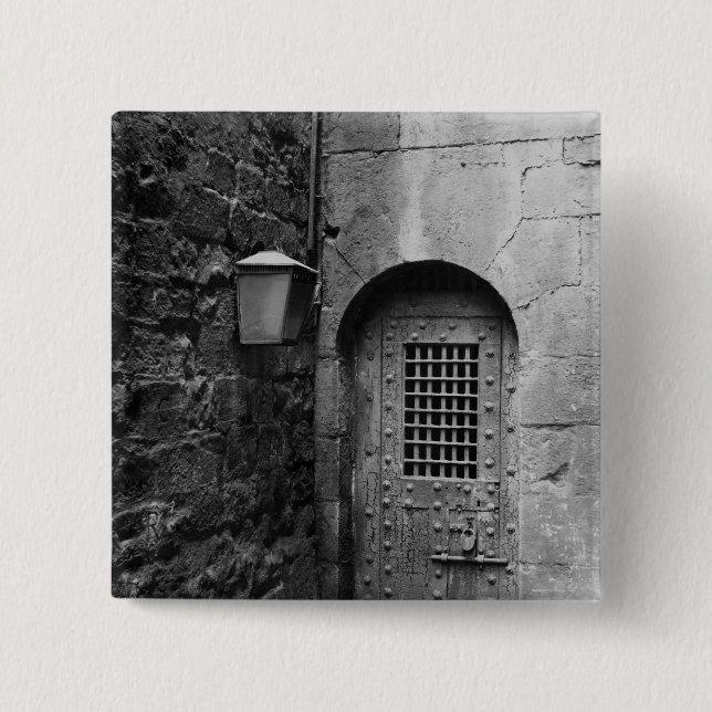 Door to Newgate Prison 2 Inch Square Button (Front)