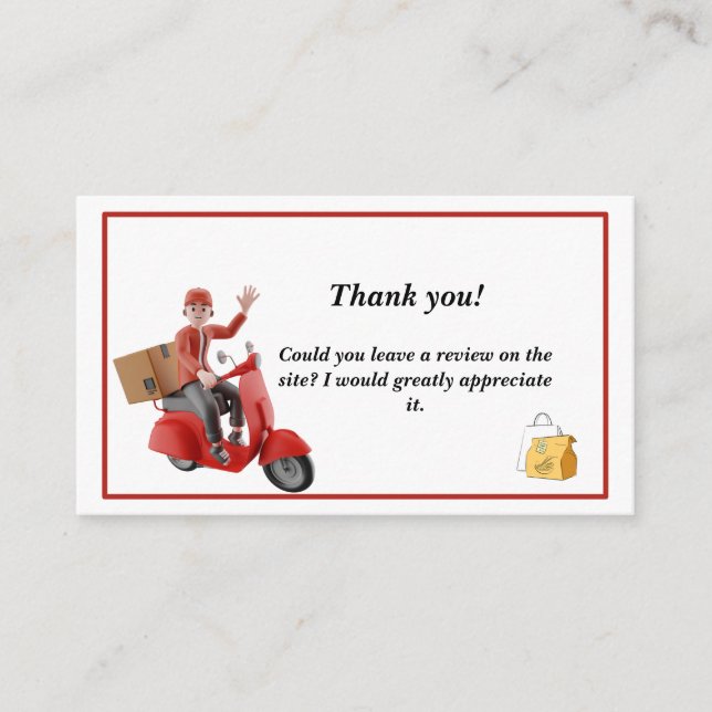 Doordash Delivery Driver Thank you  Business Card (Front)