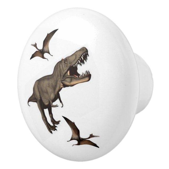 Doorknob Dinosaur  Ceramic Knob (Right)