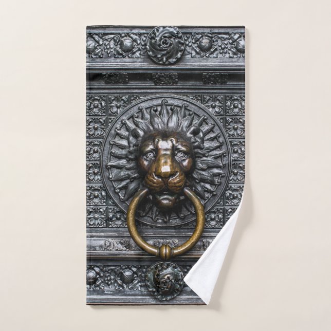 Doorknocker Lion - Black / Gold Hand Towel (Hand Towel)