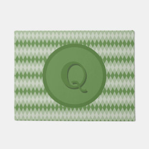 Doormat - Argyle Pattern in Green with Monogram
