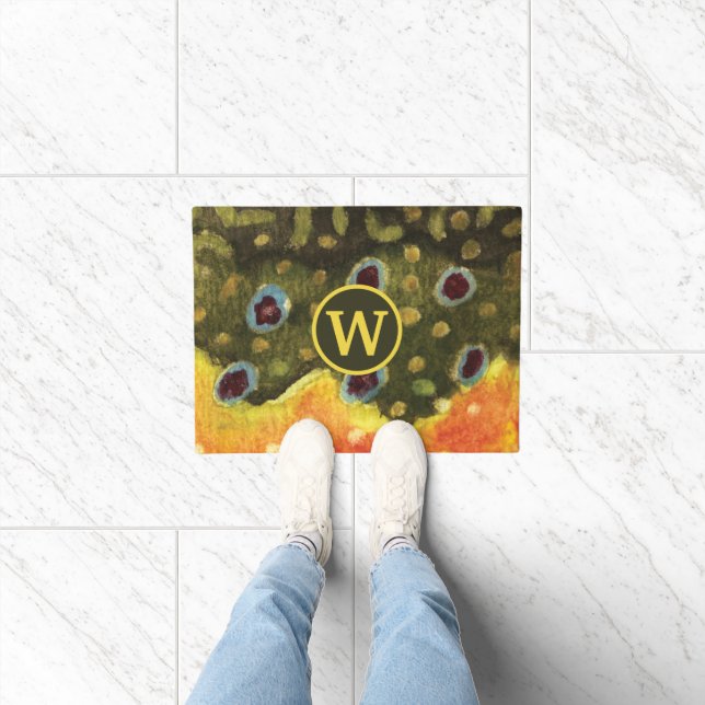 Doormat Brook Trout Fly Fishing Personalize (Indoor)