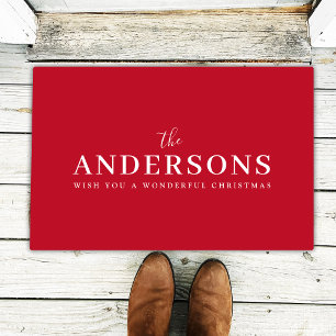 Doormat Elegant Christmas Modern Stylish Red