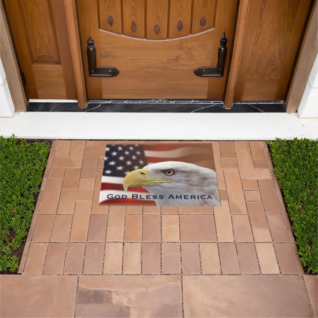 Doormat God Bless America Eagle Flag (Outdoor)