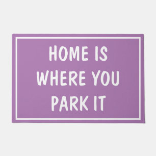 Doormat - HOME IS WHERE YOU PARK IT Lilac