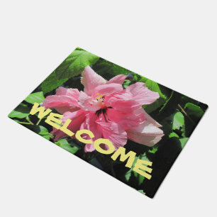 Doormat Make Your Own Custom Pink Hibiscus 