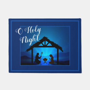 Doormat-O Holy Night Manger Scene in Blue Doormat