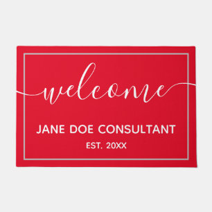 Doormat -Personalised Welcome Red and White