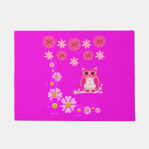 Doormat pink owl teenager's bedroom