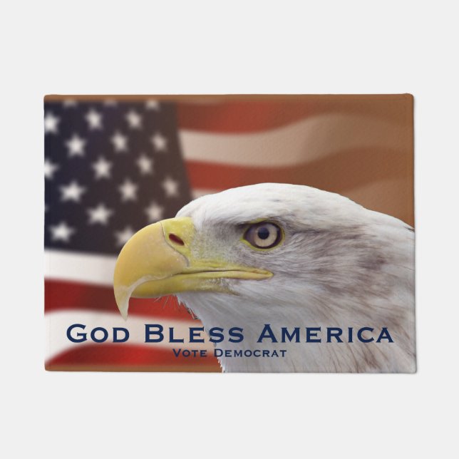 Doormat Political God Bless Vote Democrat (Front)