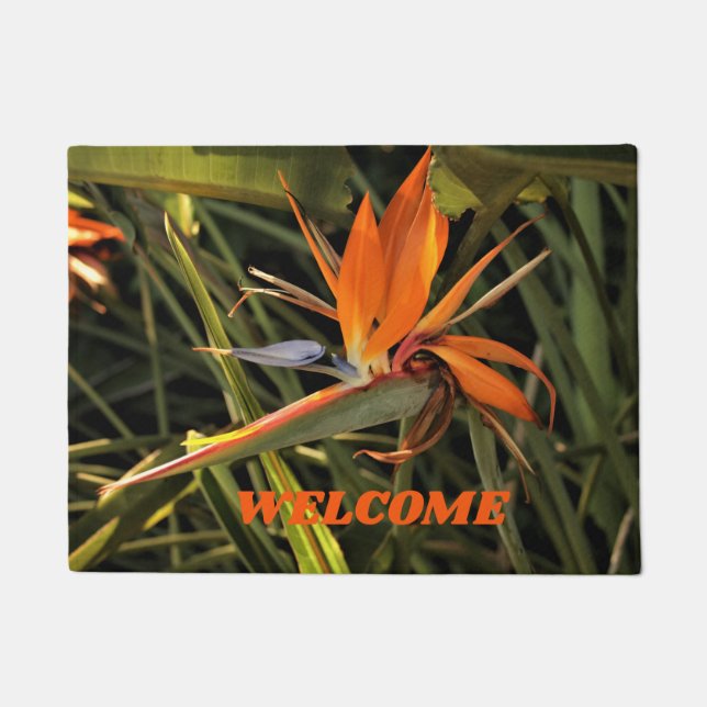 Doormat Tropical Bird of Paradise Flower  (Front)