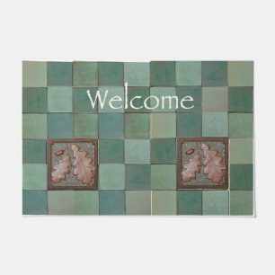 Doormat with craftsman Oak leaf tile design