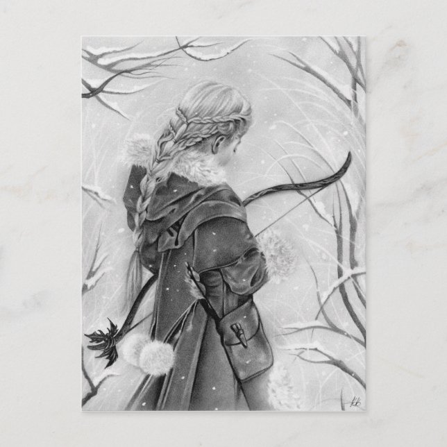 Doorway to winter fantasy winter archer girl card (Front)
