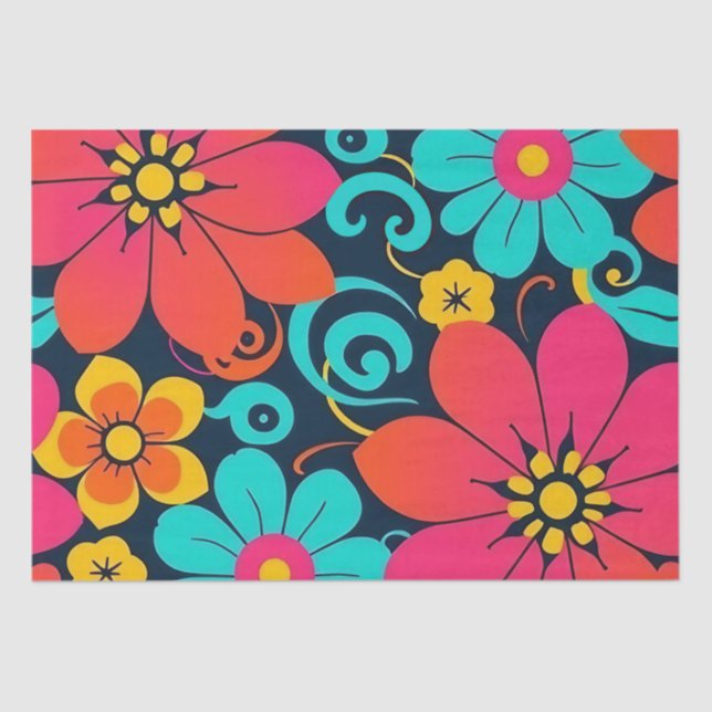Dopamine Decor – Bright Funky Flowers-Retro Tissue Paper (Front)
