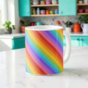Dopamine Decor Bright Rainbow Stripes Coffee Mug