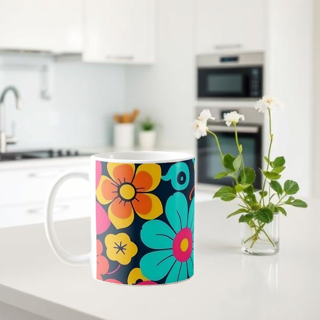 Dopamine Décor Mug - Fleurs Funky Lumineuses-Retro (Dopamine Decor Mug – Bright Funky Flowers-Retro)